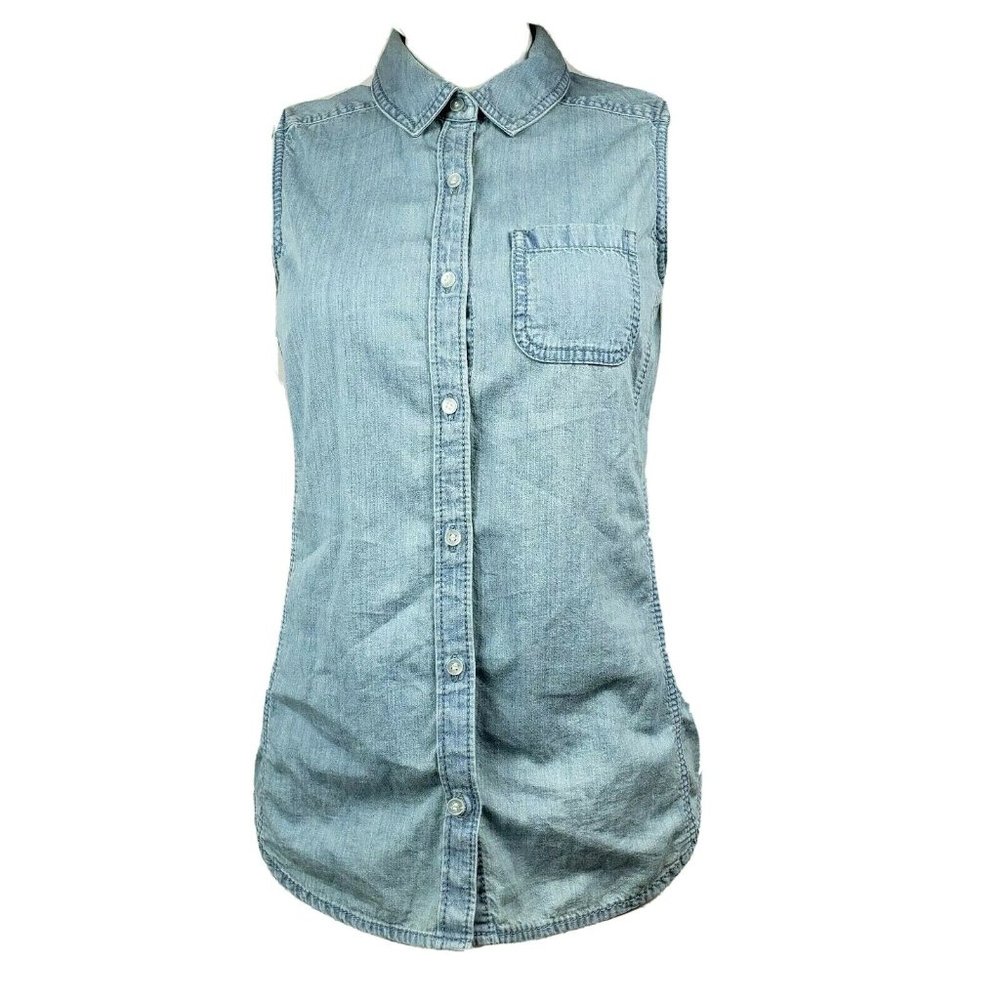 CASLON Blue Chambray Button Down Best Size XS‎
